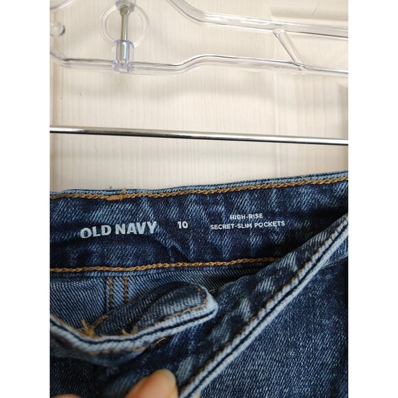 Old Navy Women's 10 Denim Skirt High Rise Button Front Secret Slim Pockets Midi - Picture 3 of 5